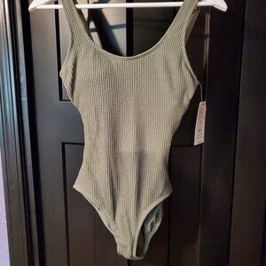 Crinkle Ribbed Scoop-Back One-Piece Swimsuit